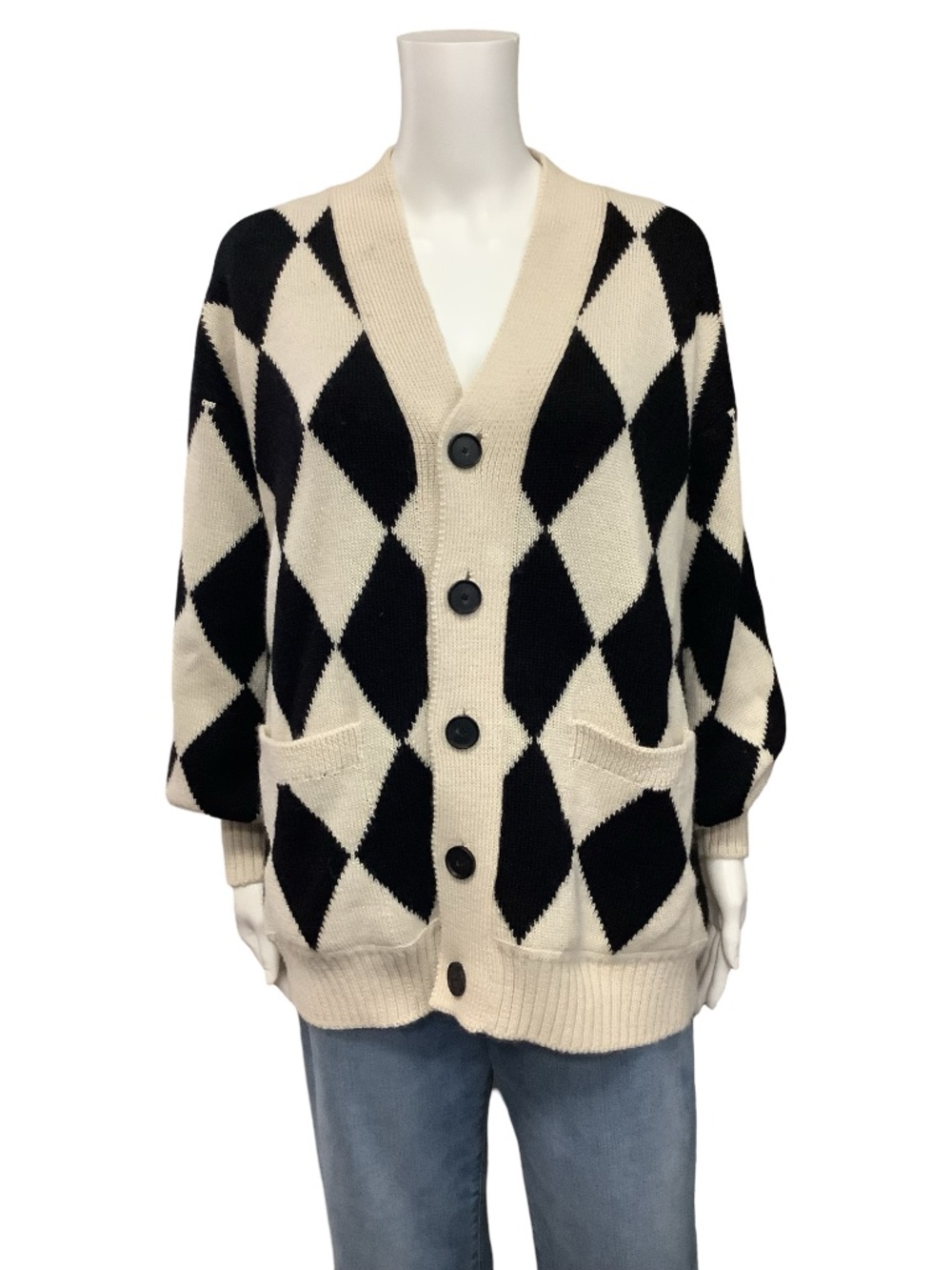Eleven Six Alpaca Print V-Neck Sweater Size: XS